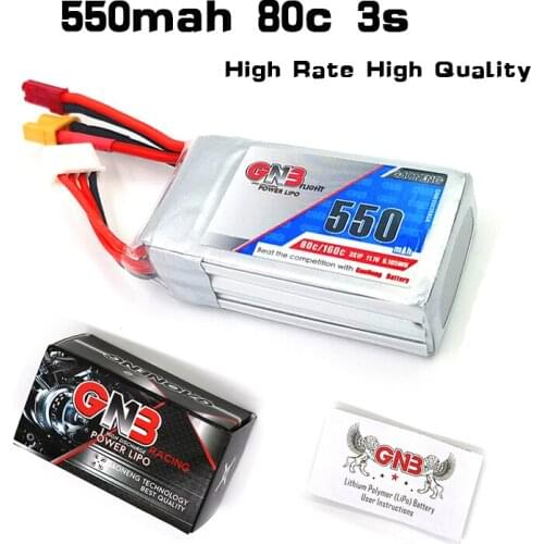 2/5PCS High Rate Gaoneng GNB 3s 11.1V 550mAh 80C Lipo Battery XT30 JST Plug for RC Ca Lizard95 FPV Racer Quadcopter Racing Drone