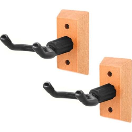 2 Pack Guitar Wall Mount Hanger Real Hardwood Hook Holder Stand for Bass Electric Guitar Ukulele Ukulele Violin
