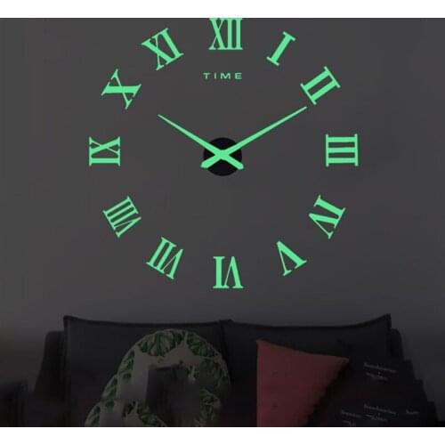 3D Wall Clock Luminous Large Clock Watch DIY Acrylic Mirror Stickers Quartz Modern Mute Bedroom Home Decoration Stickers Clocks