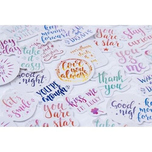 46PCS/lot Colorful Letter Printed Stickers For DIY Scrapbook Hand Account Decoration Journal Material
