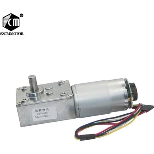 5840-555 Strong Torque Adjustable Speed Turbo Worm Speed Reduction Gear Motor Code Disk with Hall Sensor Encoder Geared Motor