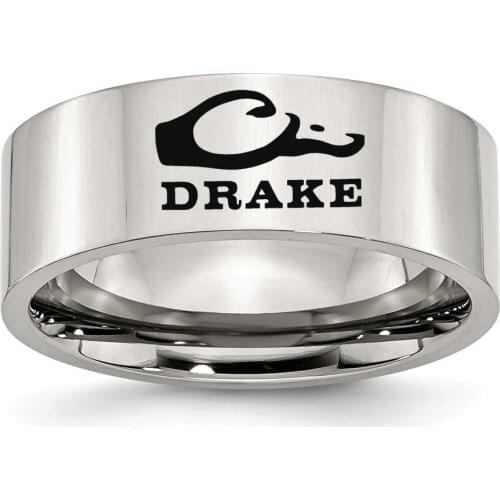 8mm / 6mm DropShipping Engraved Drake Waterfowl Sticker Decal Duck Titanium Steel Rings for Men Women