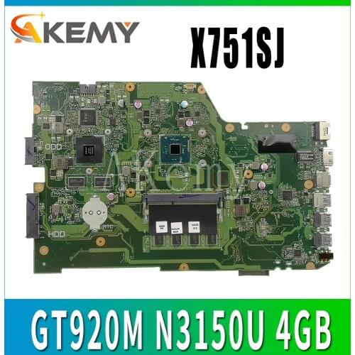 AKEMY X751SJ original mainboard for ASUS X751S X751SJ X751SV A751S K751S with GT920M N3150U 4GB RAM Laptop motherboard