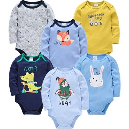 Honeyzone 6pcs Summer Bodysuit Ropa De Bebe Baby Toddler Boy Clothes Romper Cartoon Print Newborn Onesie Long Sleeve Pelele Bebé