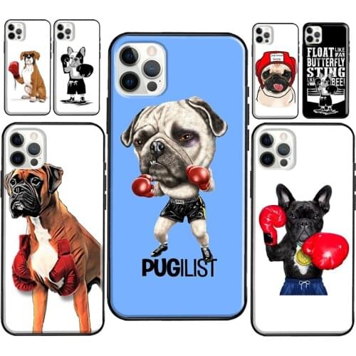 Pug Boxer Dog Boxing Phone Case For iPhone 12 Pro Max 12 Mini SE 2020 8 7 Plus 11 Pro Max X XS Max XR Cover