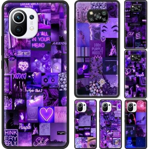 Purple Love Aesthetic Art Cover For Xiaomi Poco F3 M3 X3 NFC F1 Shell Smartphone Case for Mi Note 10 Pro Lite Guscio Fundas