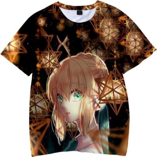Fate Stay Night 3D Print T-Shirt Men Women Fashion O-Neck Short Sleeve T Shirt Anime Harajuku Hip Hop Tees Tops Unisex Clothing