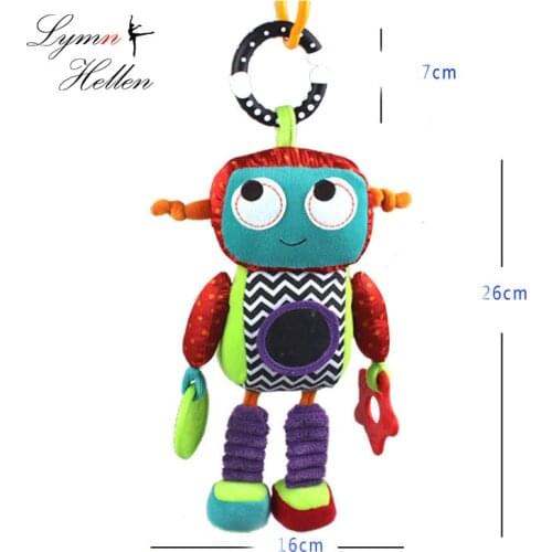 Plush ring paper gift teether playmate educational kids 26cm fun rattle distorting mirror robot bed hanging soft baby toy