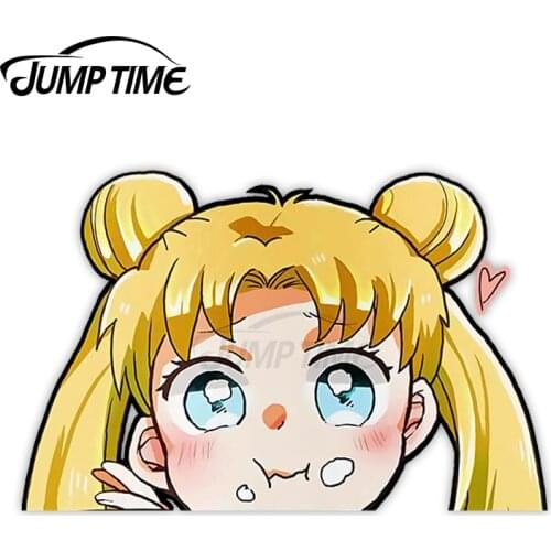 JumpTime 13 x 11cm Sailor Moon Usagi Tsukino Peeker Vinyl Car Stickers Motocycle Helmet Window Trunk Creative Car Decoration