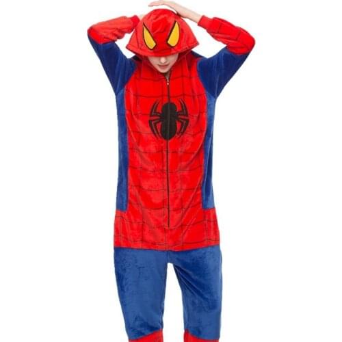 Kigurumi Spider Red Women Pajamas Sets Winter Flannel Cute Animal Pajamas Women Cartoon Cosplay Onesies Costume Sleepwear