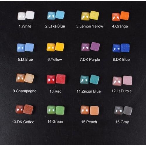 Mix Color 17 Color Square Ceramic Beads 4mm-10mm DIY Craft Flatback Stones and Nail art Accessories free shipping