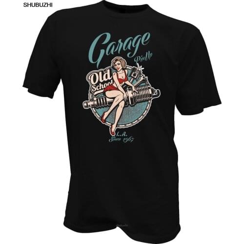 Hot Sale Men T Shirt Fashion T-Shirt PinUp Girl Army Garage Mechanik Old School V8 Hot Rod Biker Summer O-Neck Tops sbz8022