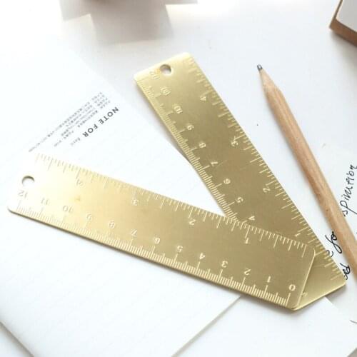 12cm 1pc Vintage Handmade Brass Rulers, Travel Notebook Planner Diary DIY Accessory Creative Portable Straight Ruler