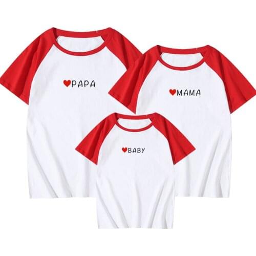 Love Papa Mama Matching T Shirts White Pink Men Women Big Size Couple tshirt Girl Boy Summer Good Cotton Top Tee Shirt