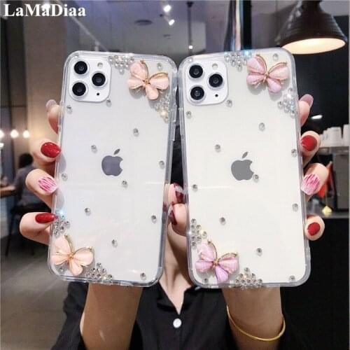 Fashion Butterfly Diamond Flower Rhinestone Case Cover For Huawei P8 P9 P10 P20 P30 PLUS LiTE Mate 10 20 30 Pro Lite Phone Case