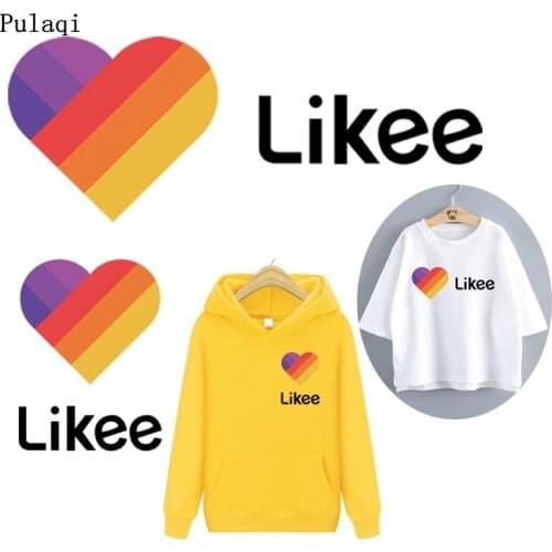 Pulaqi Likee app Patches On Clothes Heat-sensitive DIY Woman T-shirt Iron On Transfers For Clothing Rainbow Heart Patch Stickers
