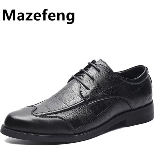Mazefeng New Men Dress Shoes High Quality Leather Formal Shoes Men Big Size 38-44 Oxford Shoes for Men Fashion Office Shoes Men