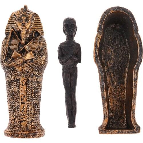 Novelty Ancient Mummy + Coffin Model Miniature Set for Sandplay Sand Table Games Diorama Layout Accessory Toys