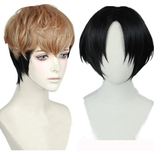 High Quality Killing Stalking Yoon Bum Yoonbum Black Hair SangWoo Short Linen Ombre Heat Resistant Cosplay Wig + Wig Cap