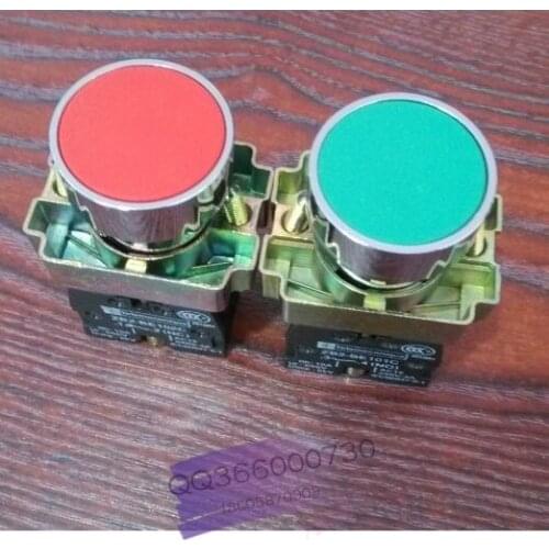 10pcs Semi metal type XB2-BA42C flat head control button switch ZB2-BE102C, normally closed contact red
