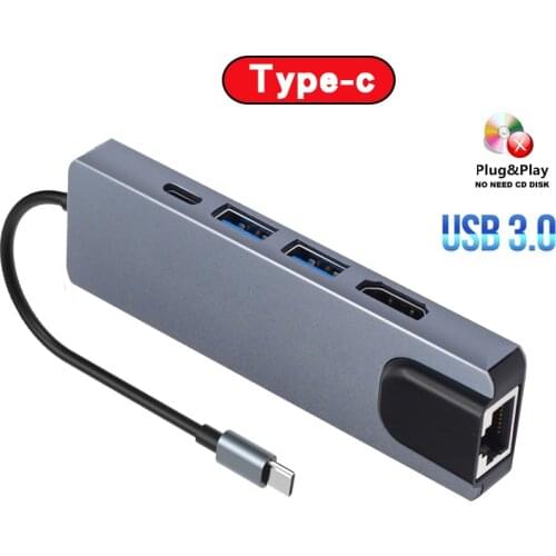 Wired C HUB 3.0 Usb hub with power supply USB-C Dock Adapters Type-C Charging Port Multi-function Converter Plug and play switch