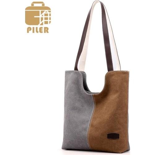 Piler Luxury Handbags Designer Women Canvas Tote Ladies Casual Shoulder Bag Vintage Female Shopping Travel Bag Messenger 2020