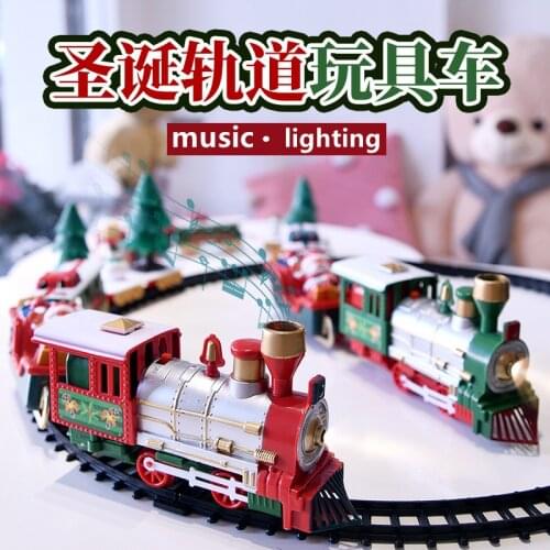Christmas Electric Rail Car Toys Children Lights And Music Small Train Toys Splicing Track Model Car New Year Gift Box Packaging