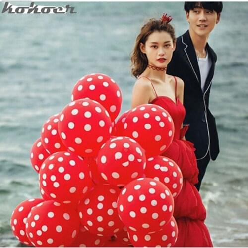 15pcs/lot 2.8g Red And Black Polka Dot Latex Balloons Mickey theme birthday globos wedding baby shower party decorations