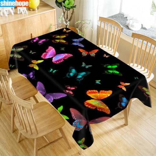 Butterfly Table Cloth Oxford Print Waterproof Oilproof Home Rectangular Party Table Cover 100X140cm/140X250cm
