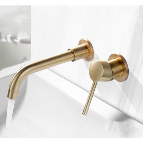 Buried Wall Concealed Hot and Cold Water Tank Faucet Wall-mounted Double Hole Basin Faucet Bathroom Faucet