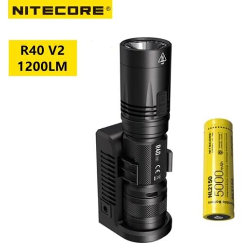 NITECORE Tactical Flashlight R40V2 1200Lumens Utilizes CREE XP-L HI V3 LED Wireless Rechargeable With 21700 Battery Ultra Light