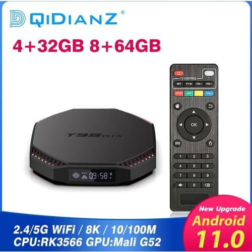 NEW T95 Plus Smart tv box Android 11 2.4G/5G Wifi RK3566 Quad Core 8GB RAM 64GB ROM 1000M 8K Media Player Android tv Set Top Box