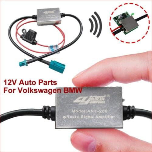 12V FM Signal Amplifier Anti-Interference Car Metal Antenna Universal Radio Auto Signal Booster Auto Parts For Volkswagen BMW