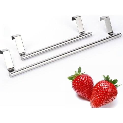 Stainless Steel Towel Rack Over Door Cupboard Hanger Towel Holder Kitchen Bathroom Towel Organizer Rack Rail Towels Bar