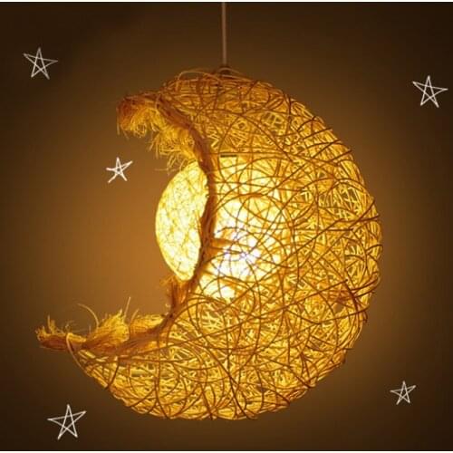 Nordic Handmade Bamboo Weaving Chandelier Vintage Hanging Lamps Retro Cafe Bar Lounge for Garden Restaurant Bedroom Living Room