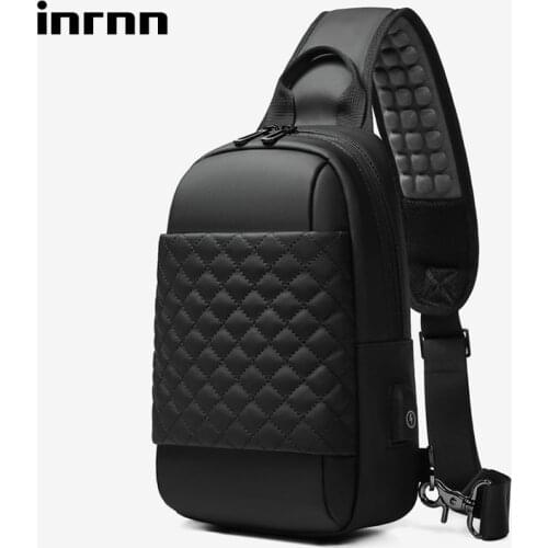 Inrnn Waterproof Men Chest Bag USB Charging Short Trip Crossbody Bag Quality Male Shoulder Bag 9.7inch iPad Messenger Sling Bags