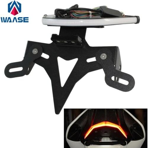 Waase Motorcycle License Plate Holder Frame Tail Light Brake Turn Signals Integrated LED Light For BMW S1000RR 2019 2020 2021