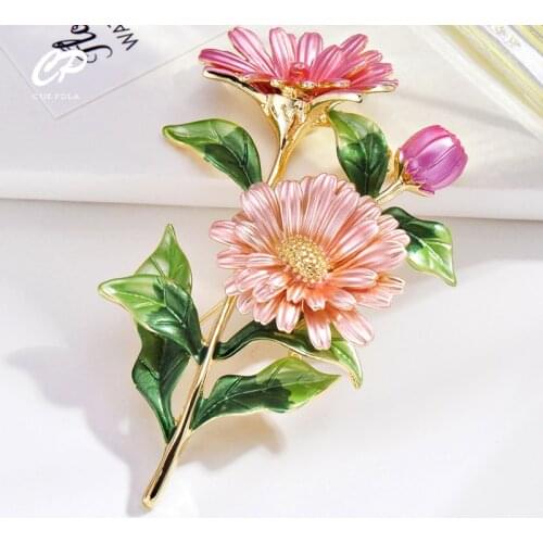 Colorful Daisy Bouquet Enamel Brooches Metal Flowers Weddings Banquet Brooch Pins For Women Gift