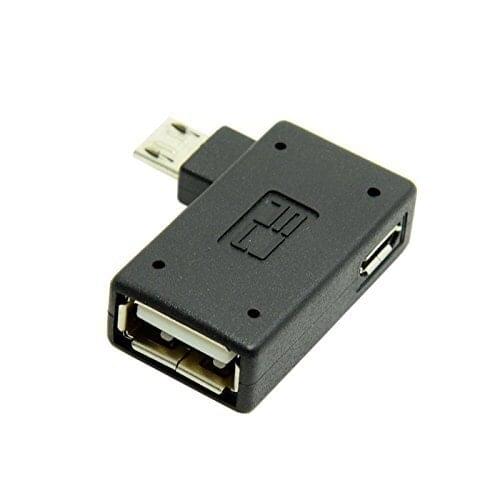 Zihan 90 Degree Left Angled Micro USB 2.0 OTG Host Adapter with USB Power for Galaxy S3 S4 S5 Note2 Note3 Cell Phone & Tablet