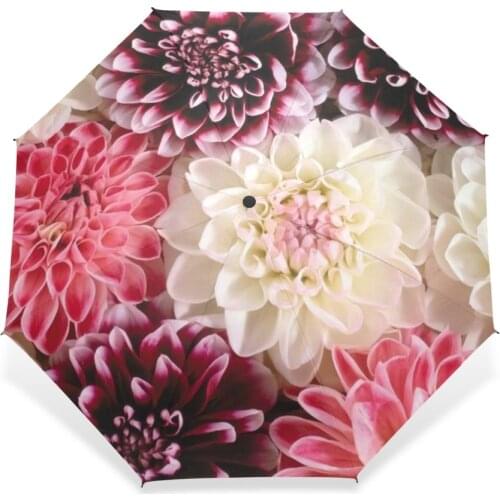 Beautiful Flower Printed Umbrella Rain Women Automatic Umbrella Three Folding Sun Protection Umbrella Male Portable Parasol