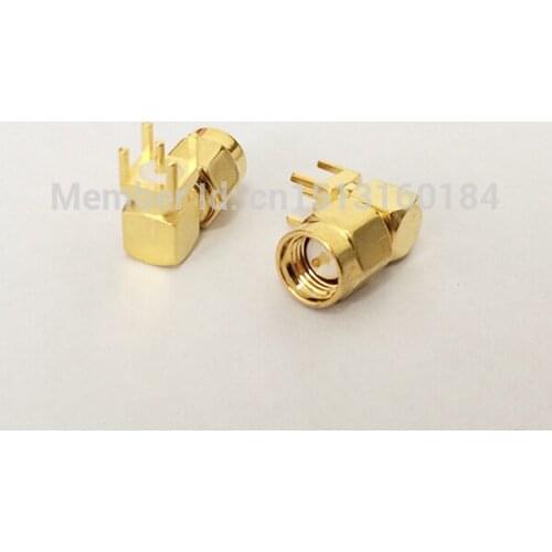 1pc SMA Male Plug RF Coax Modem Convertor Connector PCB mount Right Angle Goldplated NEW wholesale
