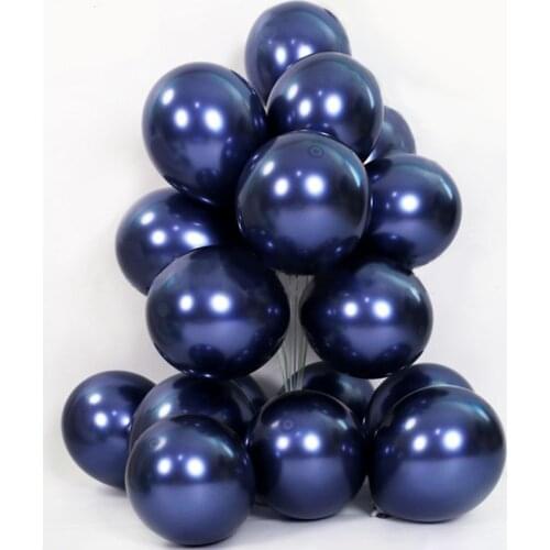 10/20pcs 10inch Metallic Luminous Blue Latex Balloons Wedding Dark Blue Chrome Globos Birthday Party Decoration Kids Supplies