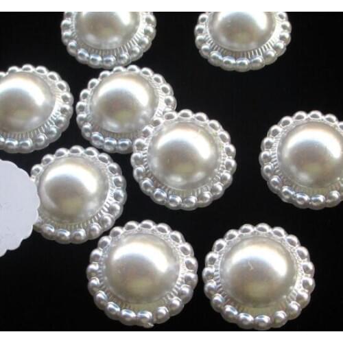 17mm Hot Sale Imitation Pearls Half Round Flatback Flower Beads For DIY Jewelry Craft Scrapbook Decoration