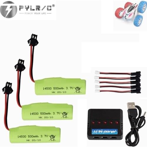 3.7V 500Mah 14500 Lipo Battery+charger Voor DE35 DE38 Dubbelzijdig Rc Tumbling Stunt Afstandsbediening controle Auto