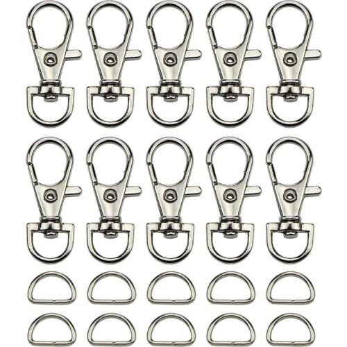 30pcs Clasps +30pcs D Ring ) Metal Lobster Trigger Swivel Clasp Hooks Clip Buckle For Bag Parts & Accessories