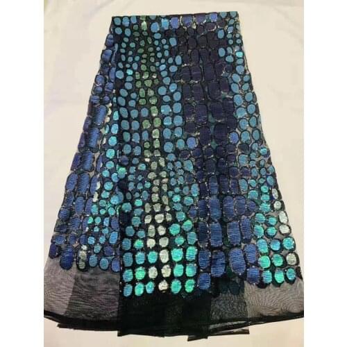 5yards/pc) newest design African French net lace fabric with fashion sequins embroidery high quality for party dress FHS023