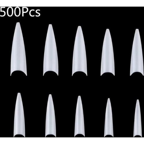 500pcs Gel Nail Manicure Decor Nail Art Tips Full Cover French Curve Artificial Clear Fake Manicure Decorations