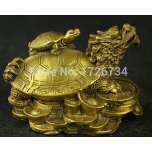67110240+++China Handwork Brass Carving Dragon Turtle Rare Statue N60
