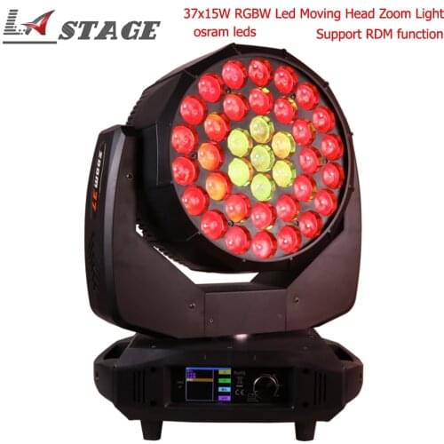 Free Shipping High Quality RDM Function 37x15w RGBW 4IN1 Zoom Wash LED Moving Head Lights For Stage Dj Disco Laser Light