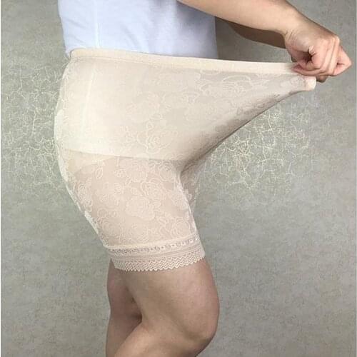 MAX 120KG Plus size High elastic jacquard weave lace pants,anti chafing legs big pants Safety Short Pants women 4547 6xl,5xl